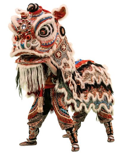 un leon danzando, la danza tradicional china la danza del Leon
